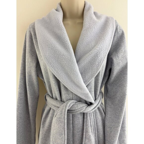 Ugg Blanche Gray Fleece Lined Shawl Collar Robe Belted Pockets Size S Cozy Soft - Picture 4 of 11